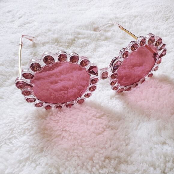 Diana Pink Round Crystal Embellished Sunglasses - Picture 5 of 9